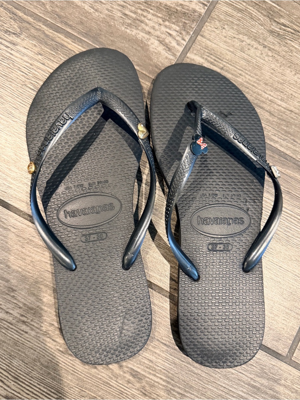 Havaianas Black Slim Flip Flops with Mini Charms